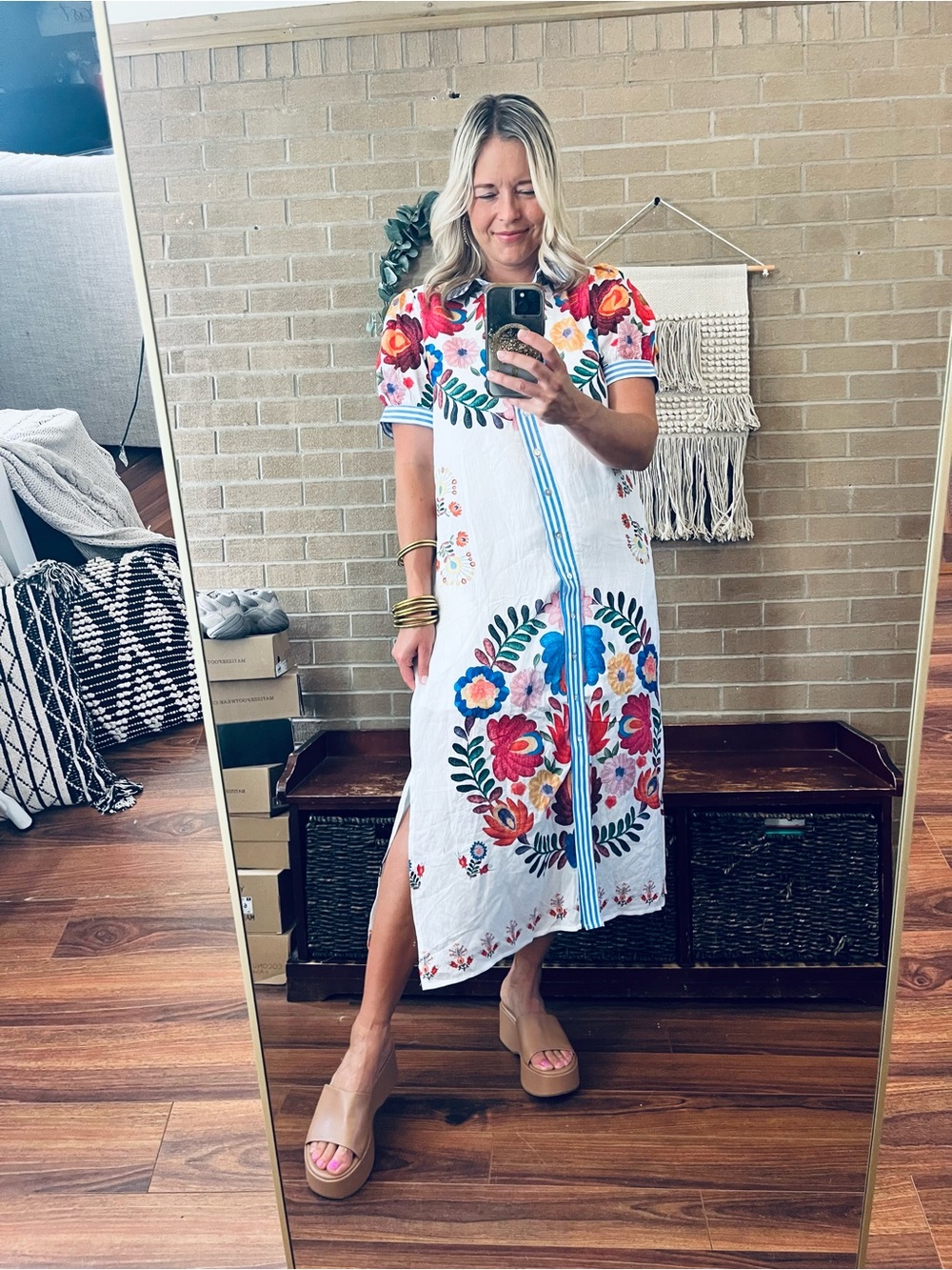 entro White Maxi Dress with Multicolor Floral Print